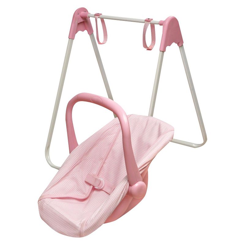 Badger Basket Doll Swing and Carrier - Pink Gingham
