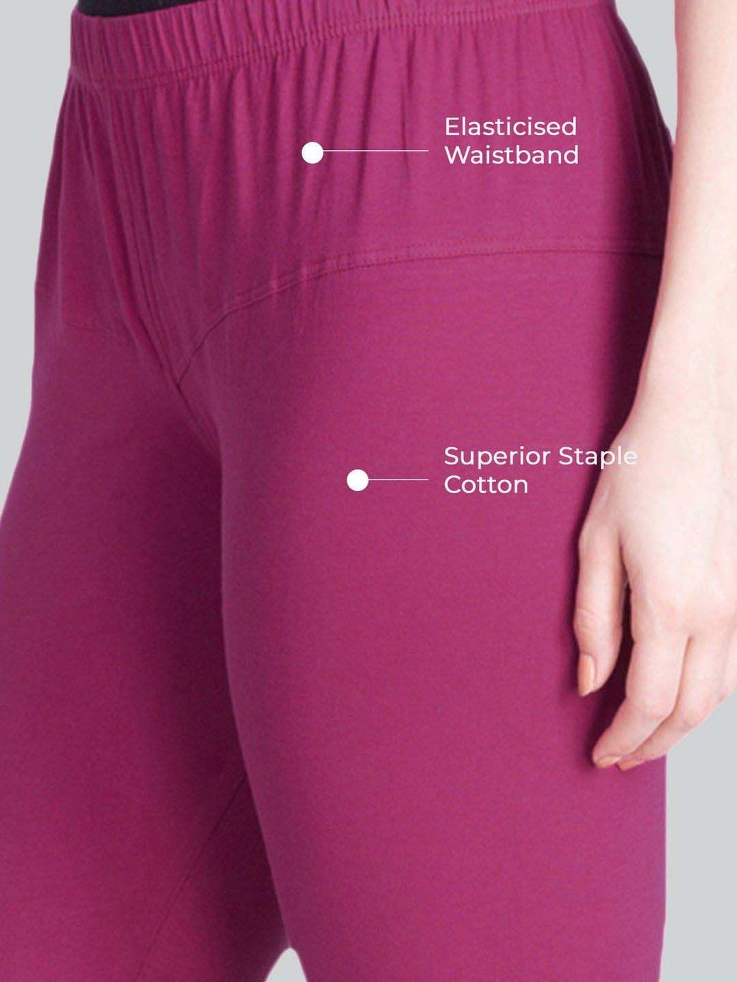 Lyra Purple Cotton Full Length Leggings