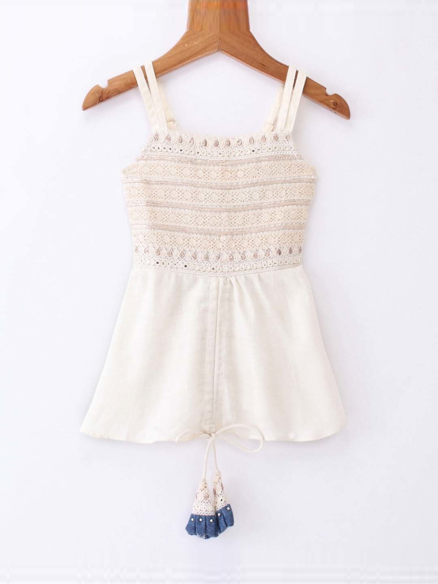 TWISHA Kids Off-White & Pink Embroidered Top Set