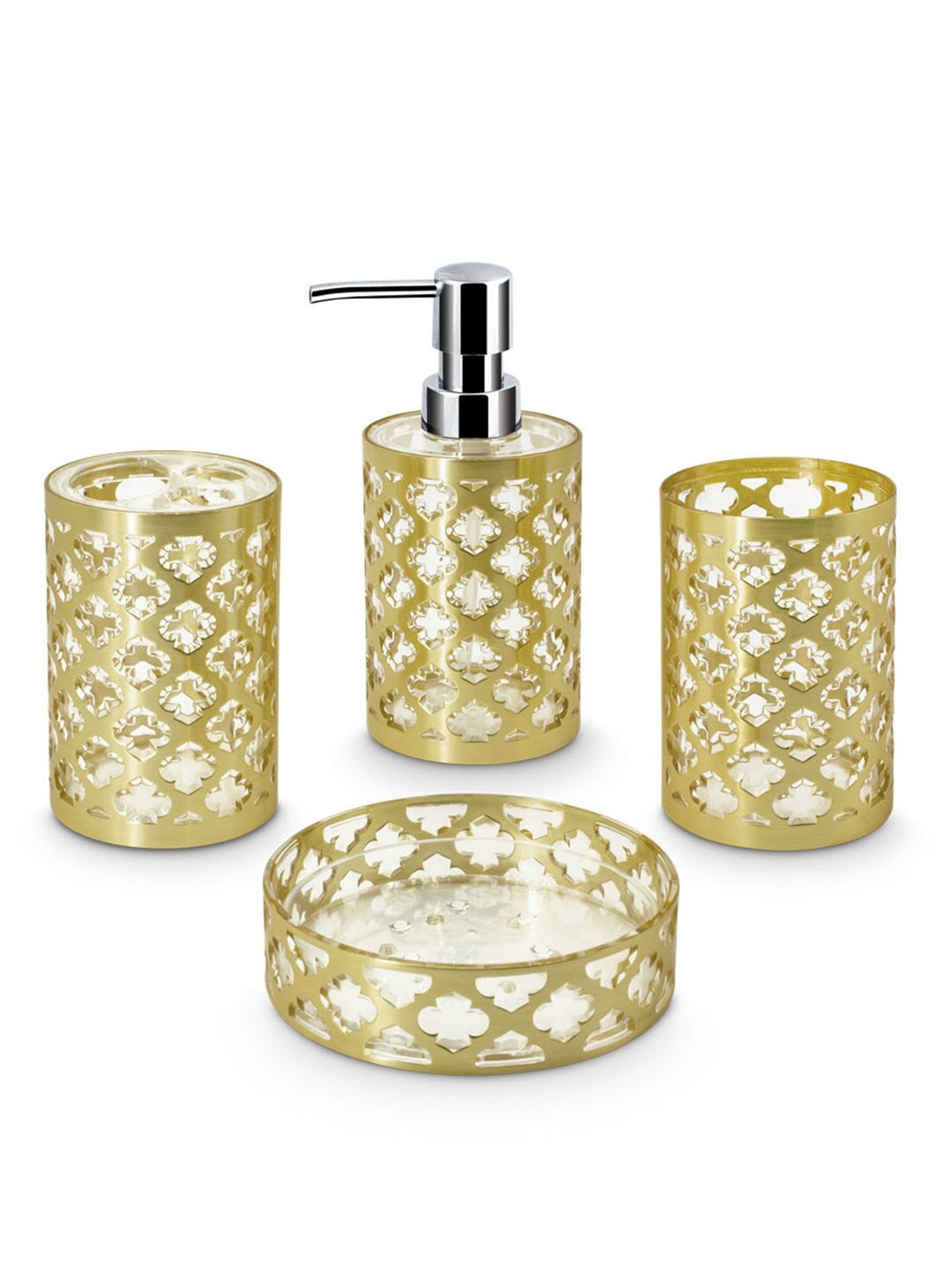 Freelance Gold Polyresin Set of 4 Bathroom Accessories