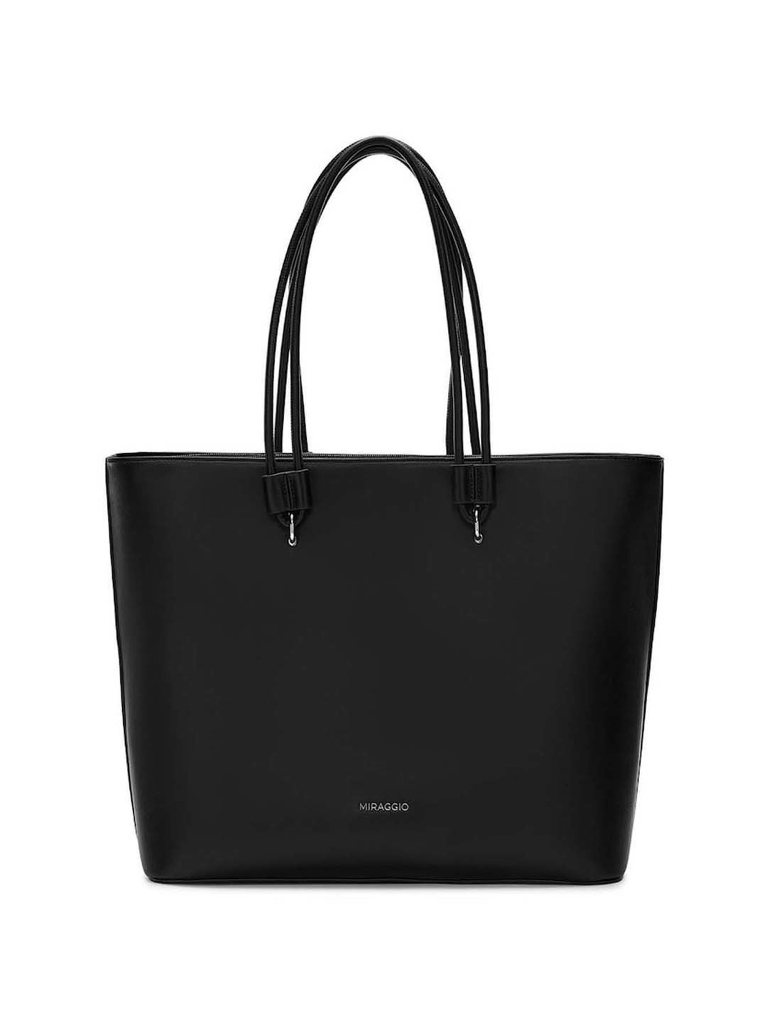 Miraggio Black Solid Large Tote Handbag