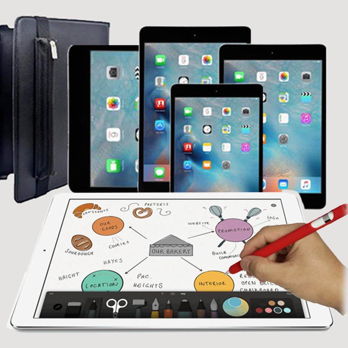 ColorCoral Silicone Holder for Apple Pencil and Zippered Case with USB Adapter Pouch for Apple Pencil Compatible with iPad Pro 9.7" 10.5" 12.9"