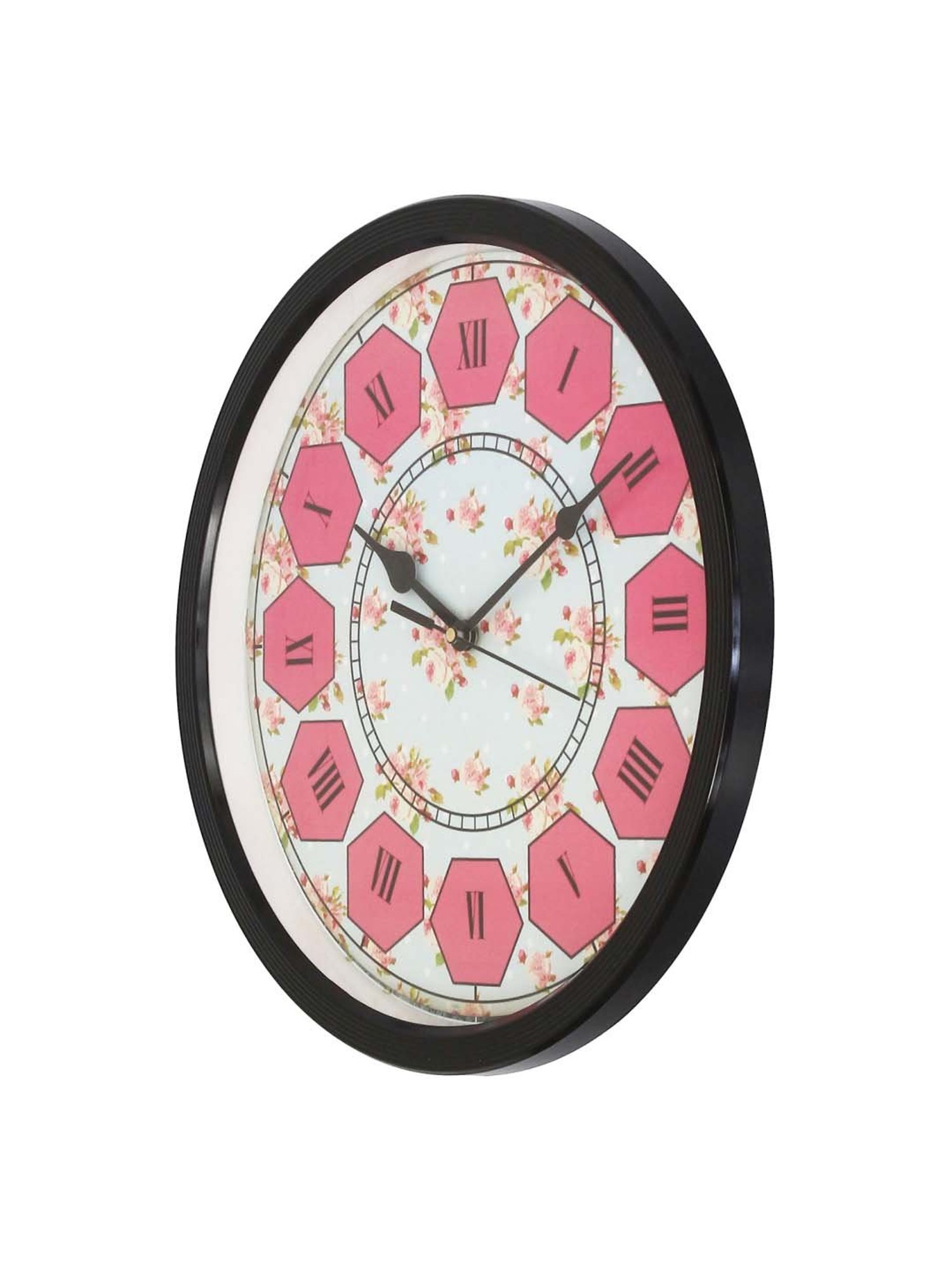 eCraftIndia Designer Round Analog Black Wall Clock