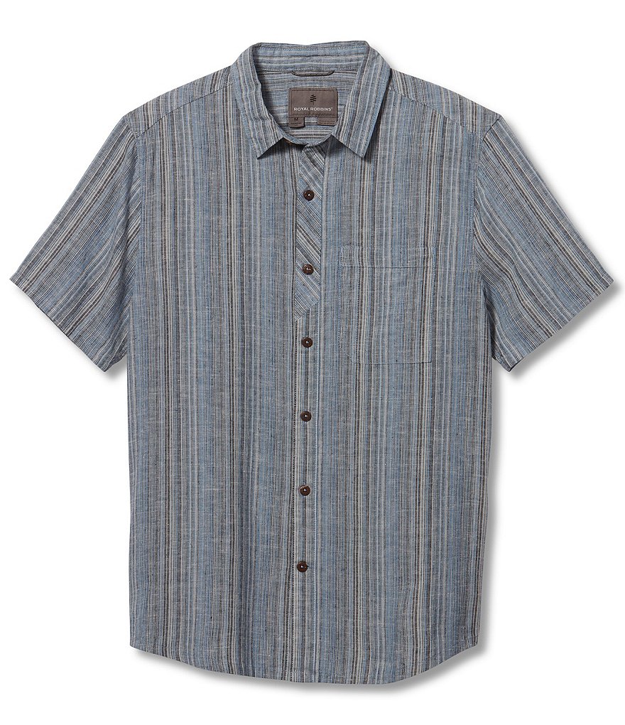 Royal Robbins Hempline Vertical Stripe Performance Short-Sleeve Organic Materials Woven Shirt