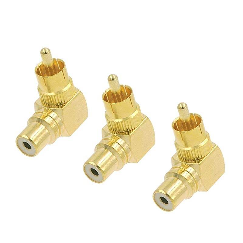 3-Pack RCA Male to Female 90 Degree Right Angle Adapter
