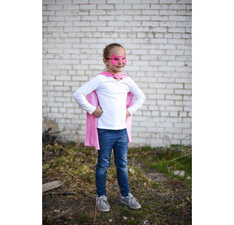 Little Adventures Girls' Hero Cape with Power Mask- Hot Pink/Pale Pink