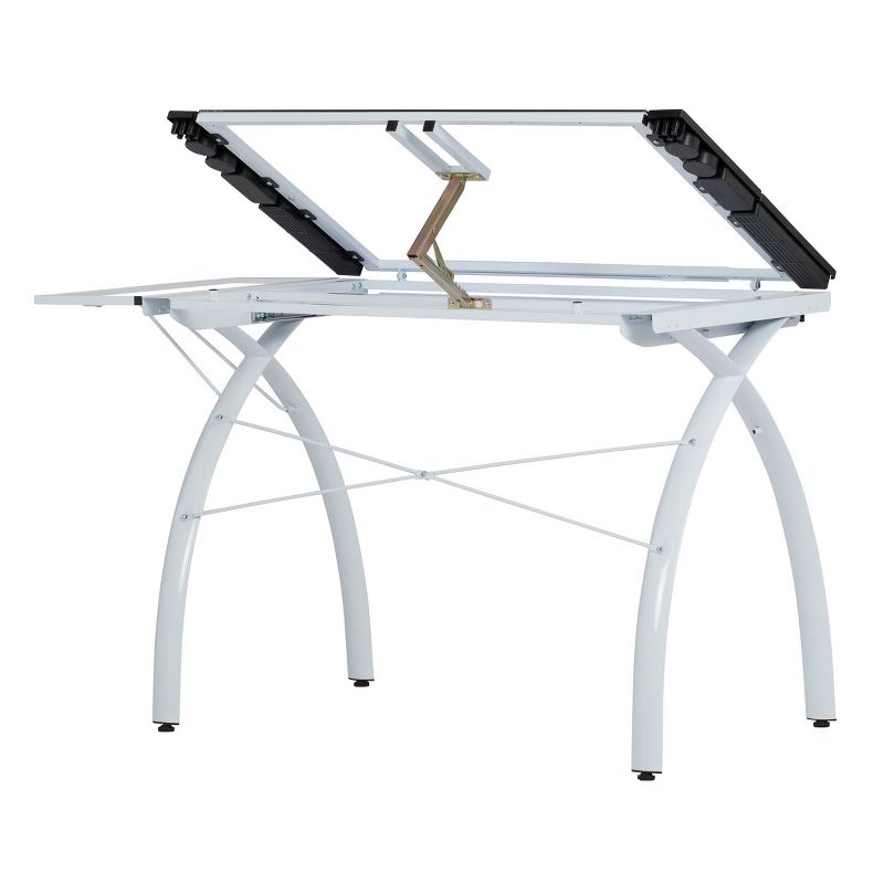 Futura Craft Station with Folding Shelf-White/Clear Glass