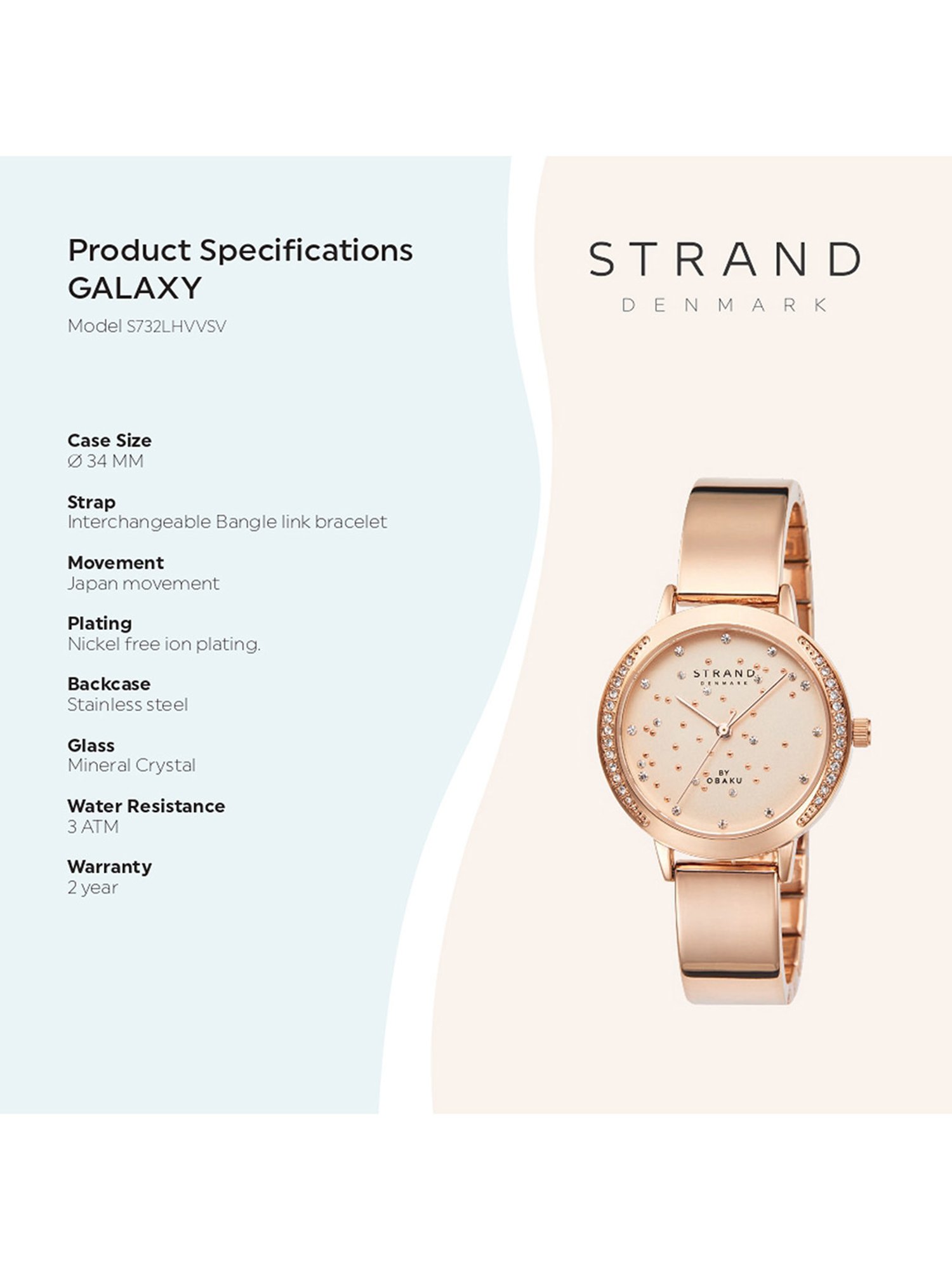 Strand By Obaku S732LHVVSV Galaxy Rosette Analog Watch for Women