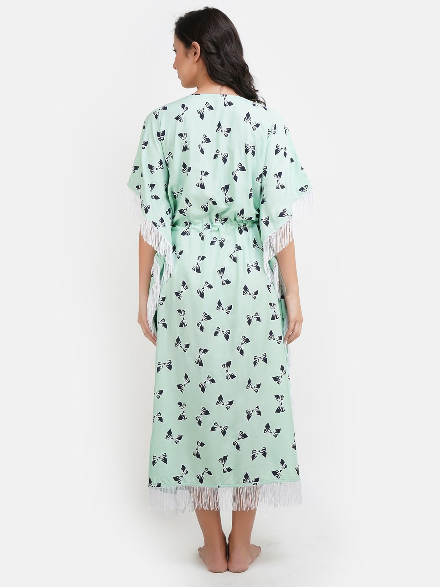 KOI SLEEPWEAR Green Printed Kaftan Nighty