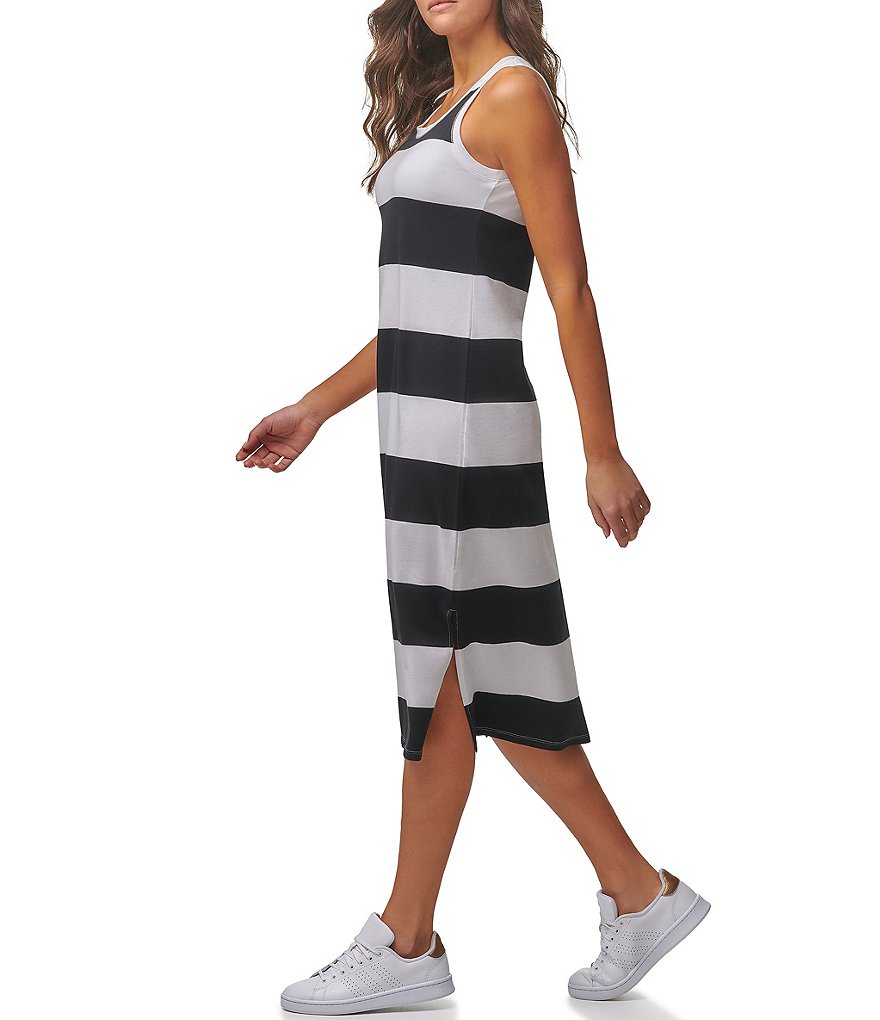 Anne Klein Sport Carlita Jewel Neck Sleeveless Midi Shift Tank Dress