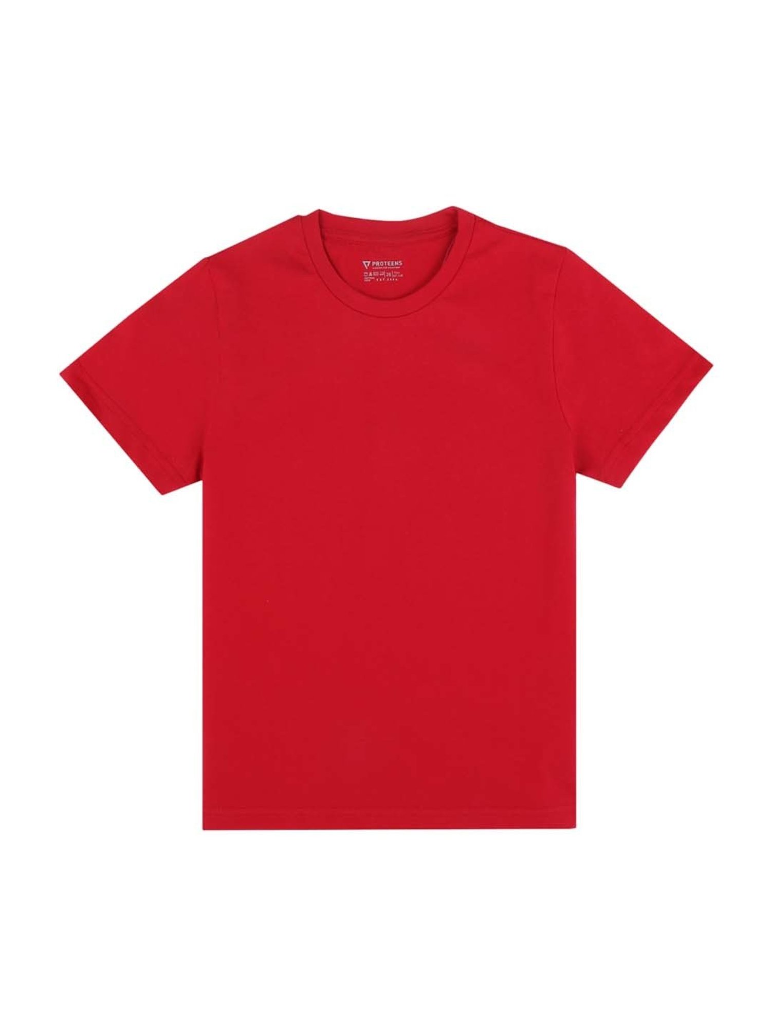 Proteens Kids Red Cotton Ragular Fit T-Shirt