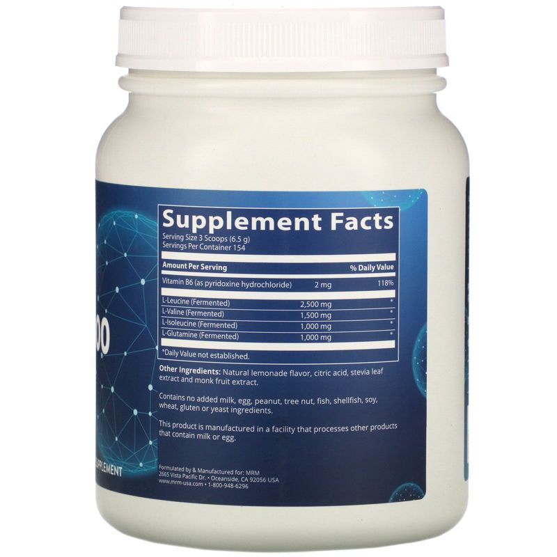 MRM BCAA+G 1000, Lemonade, 2.2 lbs (1,000 g), Sports Nutrition Supplements