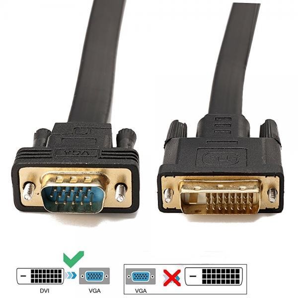 CableDeconn Active DVI-D Dual Link 24+1 male to VGA Male Video with Flat Cable Adapter Converter 2M