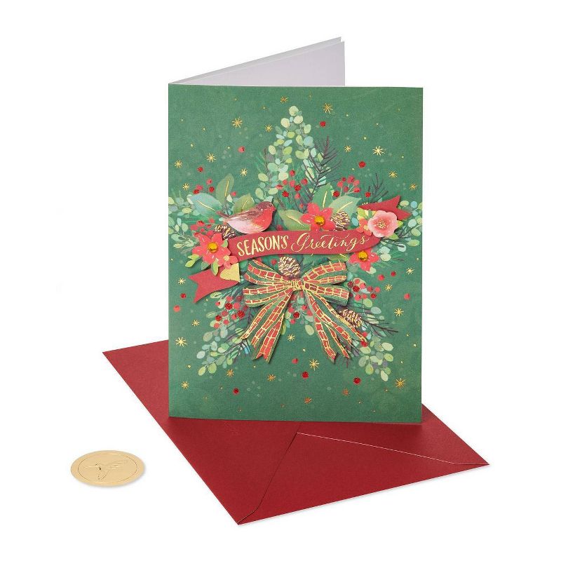 8ct Papyrus Traditional Wreath Boxed Holiday Greeting Cards