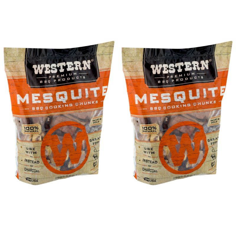 Western Premium BBQ 1.3 Cu Ft Mesquite Flavor Wood Cooking Chunks (2 Pack)