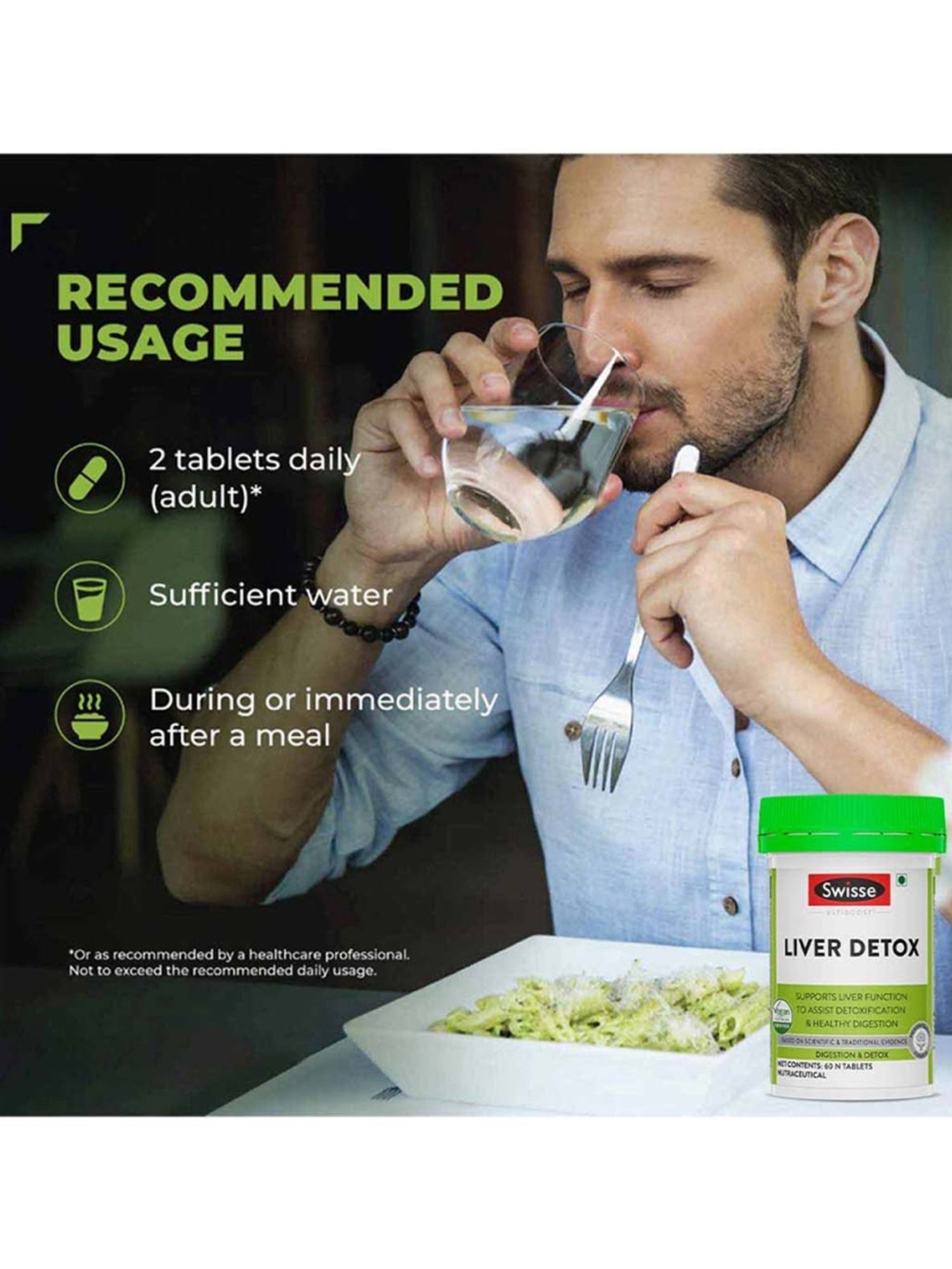 Swisse Ultiboost Liver Detox Supplement for Complete Liver Support - 60 Tablets