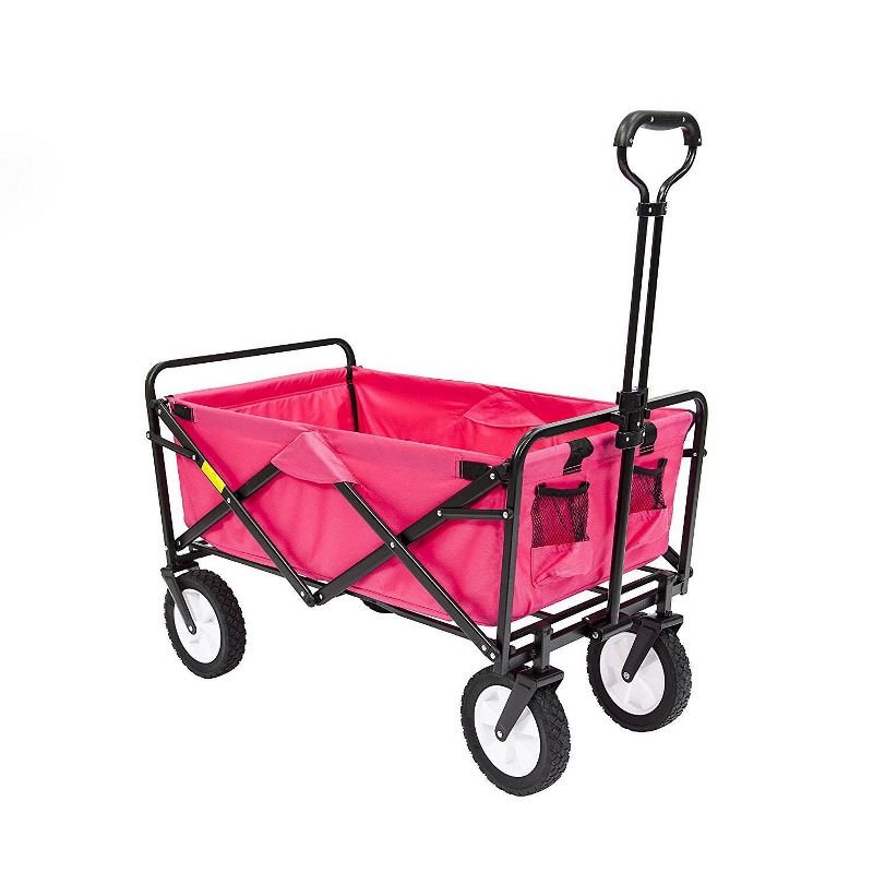 Mac Sports Collapsible Durable Folding Outdoor Garden Utility Wagon Cart, Pink