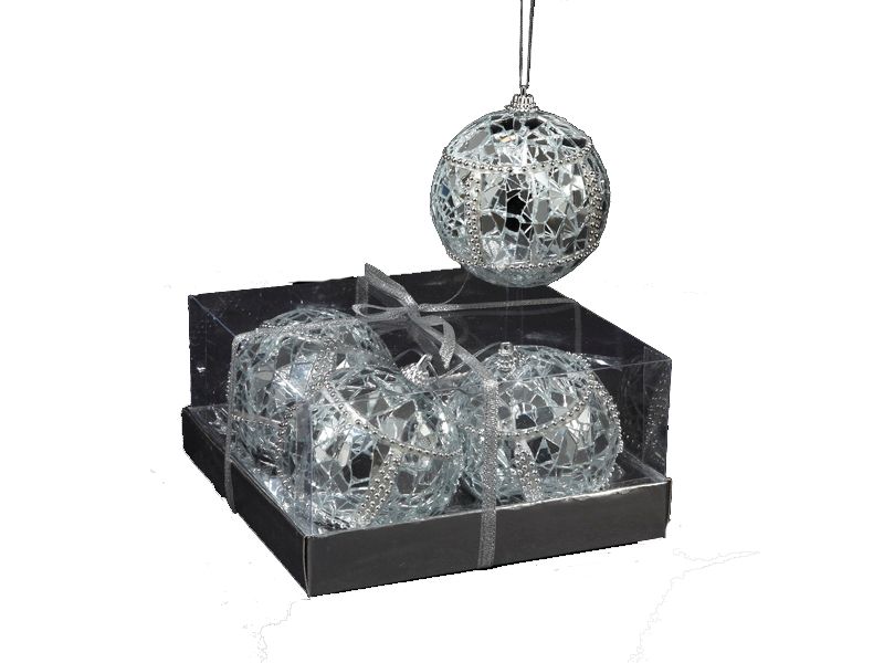 Kurt S. Adler Pack of 4 Seasons of Elegance Mirror Ball Christmas Ornaments 3.25" (80mm)