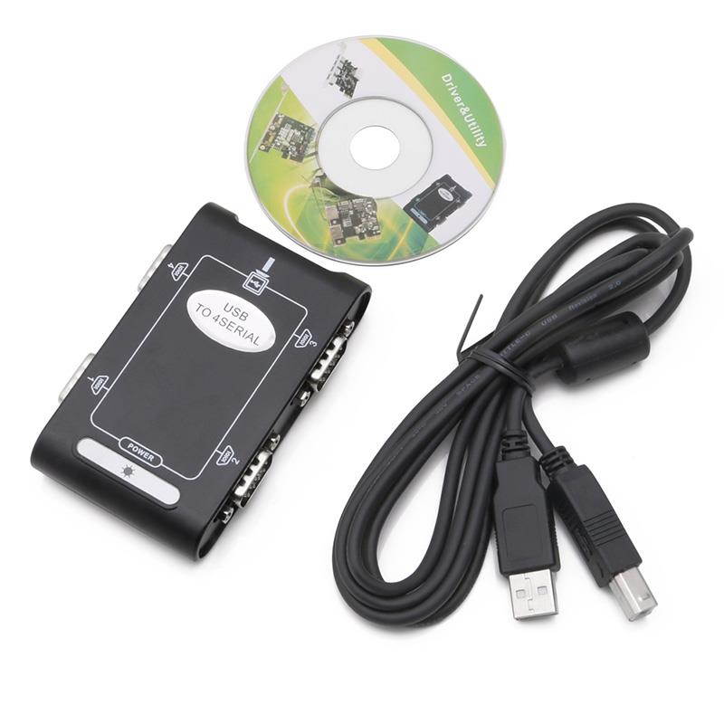 9pin RS232 USB 2.0 to 4 ports Serial DB9 COM Controller Connectors Adapter Hub