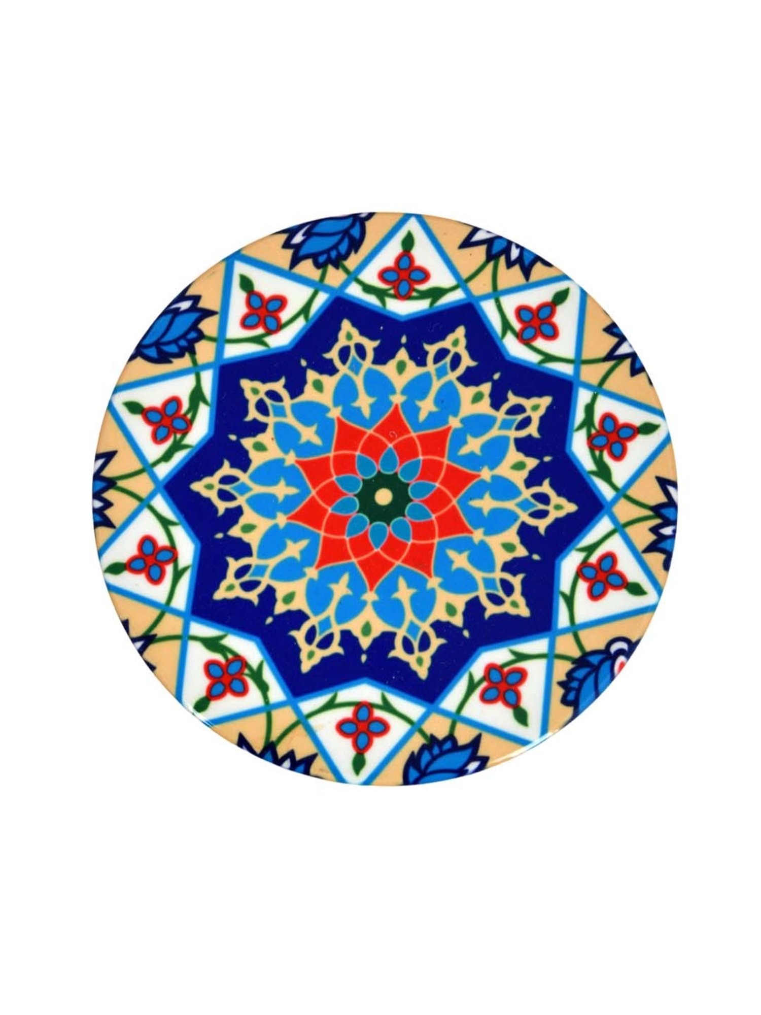 Crayton Hexagon Beige Geometric MDF Coaster - Set of 4