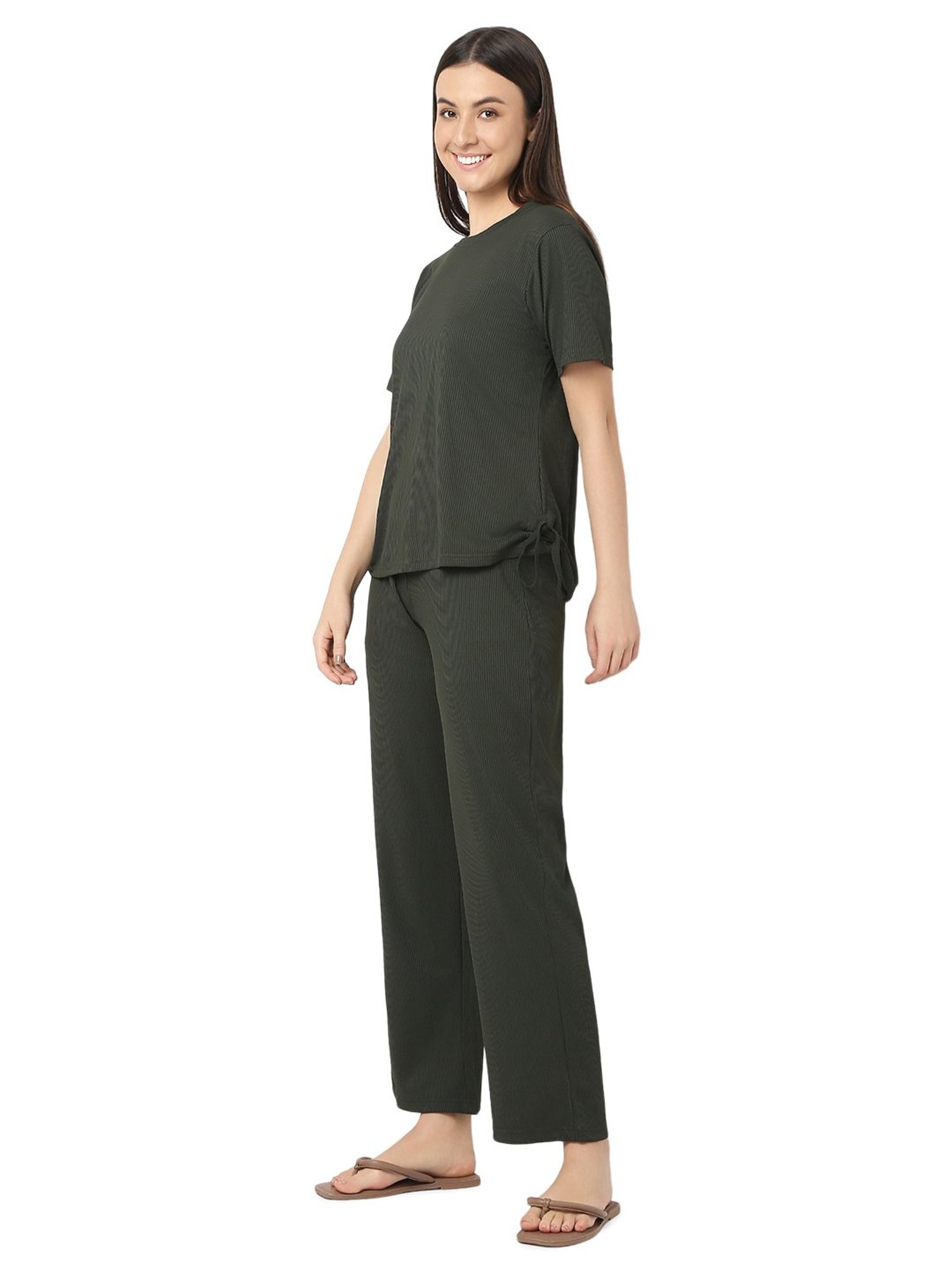 Smarty Pants Olive Top With Lounge Pants