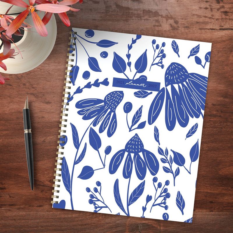 2021-22 Academic Planner 8.5" x 11" Delicate Flowers Daily/Weekly/Monthly - The Time Factory