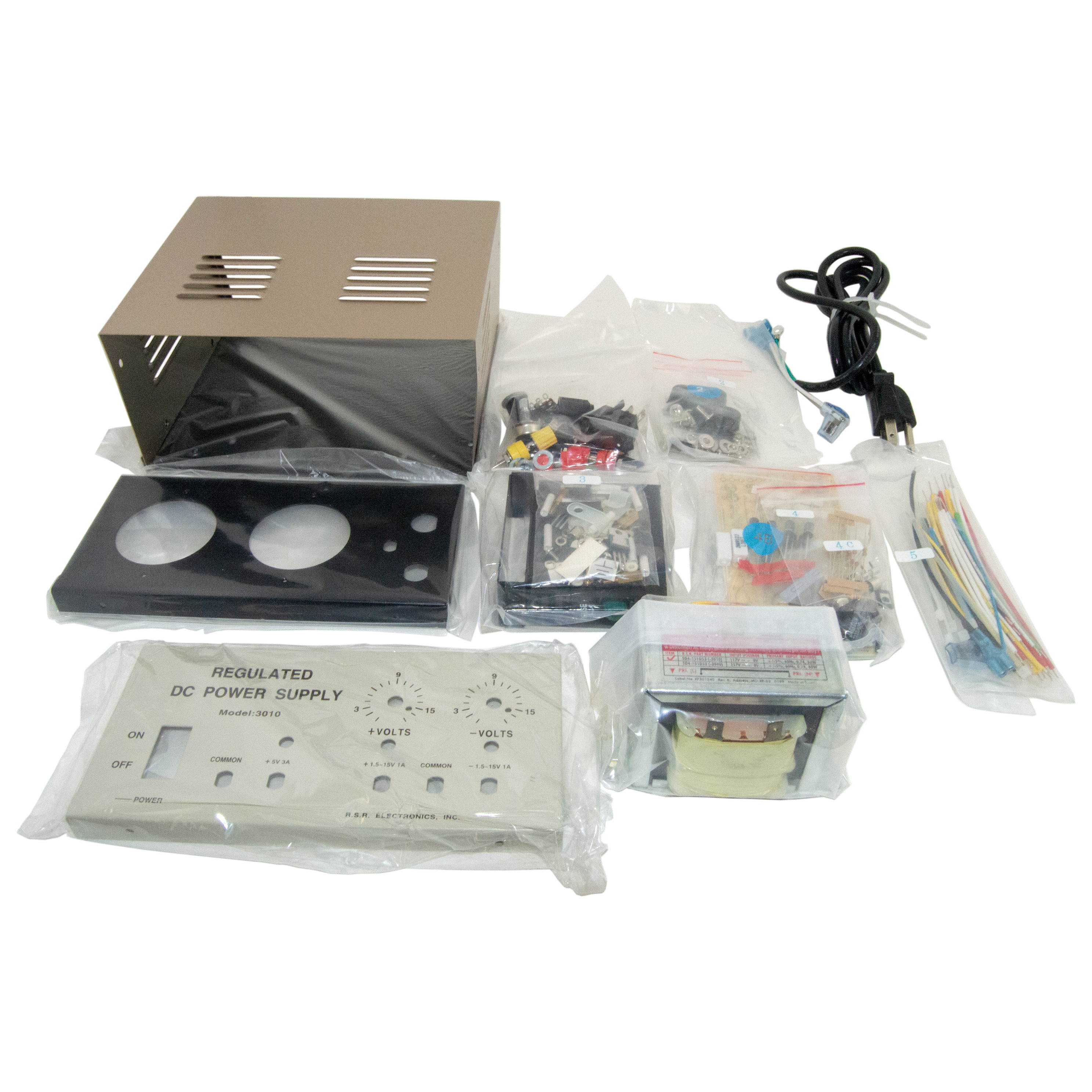 DC Power Supply Triple Output (One Fixed, Two Continuous) Kit with 30V AC Output (Assembly Required)