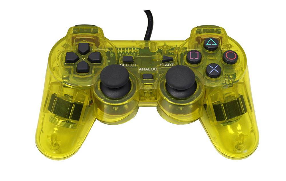 Transparent Yellow Controller for Playstation PS1 PS2 by Mars Devices