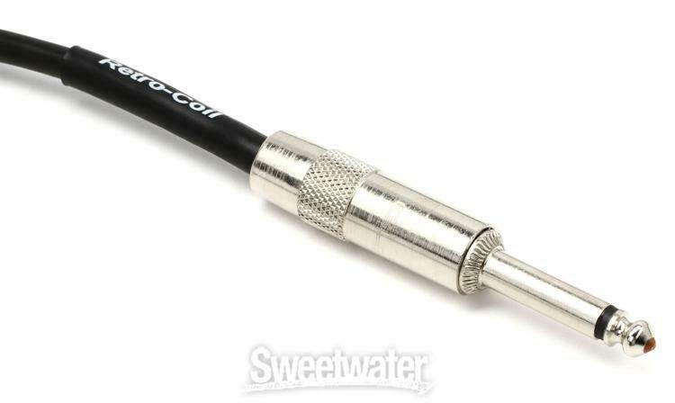 Lava Cable Retro Coil Silent Instrument Cable Black, 20' Angled-Straight