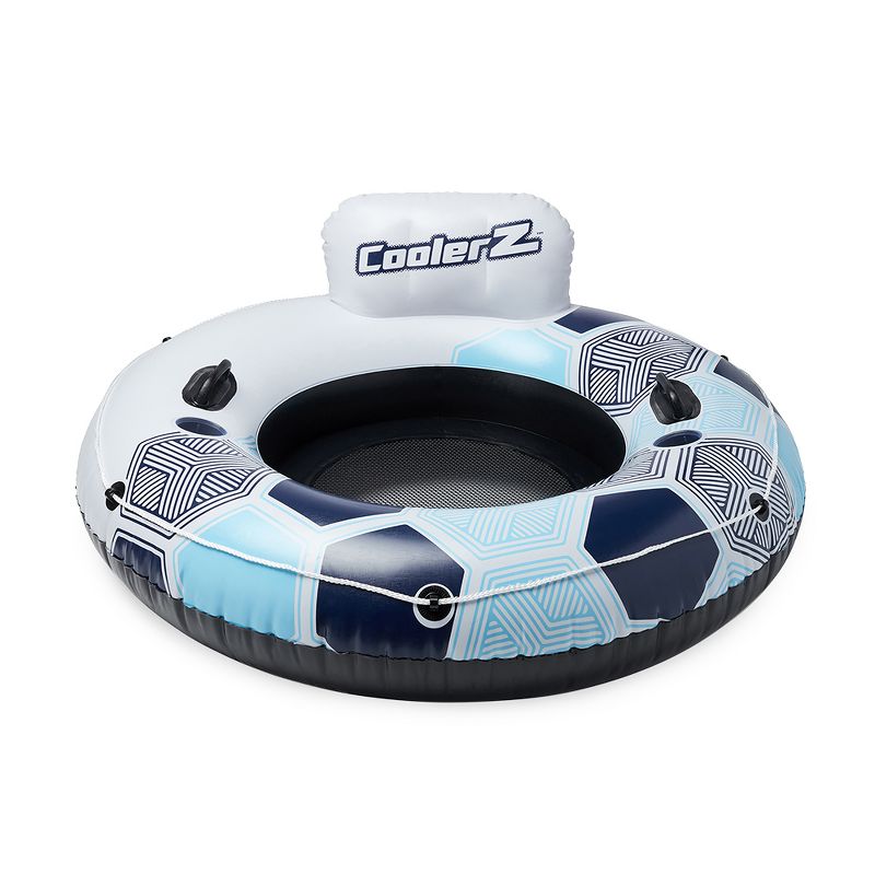 Bestway CoolerZ Rapid Rider 53" Inflatable Blow Up Pool River Tube Lake Lounger Float with 2 Cup Holders, Handles, Backrest and Mesh Bottom, Blue