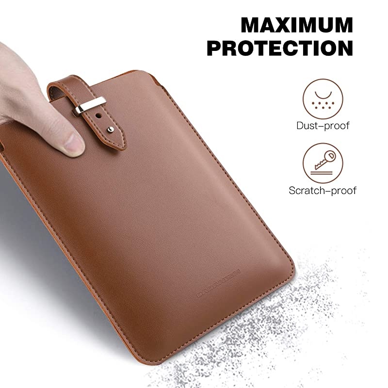 6" Sleeve Case Compatible with All-New Kindle 10th Gen 2019/Kindle Paperwhite 2018, PU Leather Pouch Protective Bag Cover Fits All Kindle Paperwhite/Voyage/Oasis 6"/8th Gen 2016 - Brown