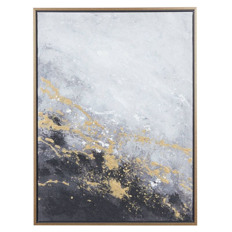 30" x 40" Rectangular Foil Abstract Corner Wall Art with Gold Wood Frame - CosmoLiving by Cosmopolitan