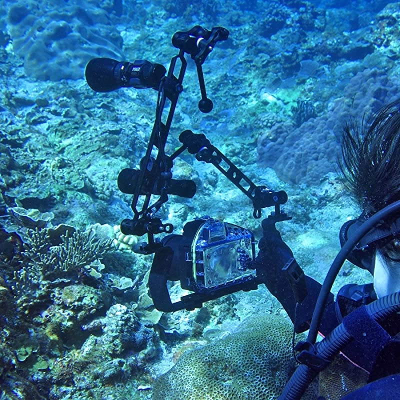 Aluminum Alloy 1&rdquo; Ball Clamp 3 Mount Holes Clip Adapter for Diving Underwater Arm System Diving Tray GoPro LED Light