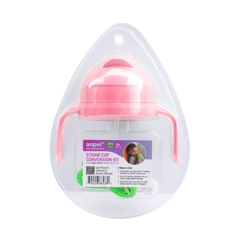 Anpei 3-in-1 Sippy Cup Conversion Cap For Comotomo Baby Bottle - Pink