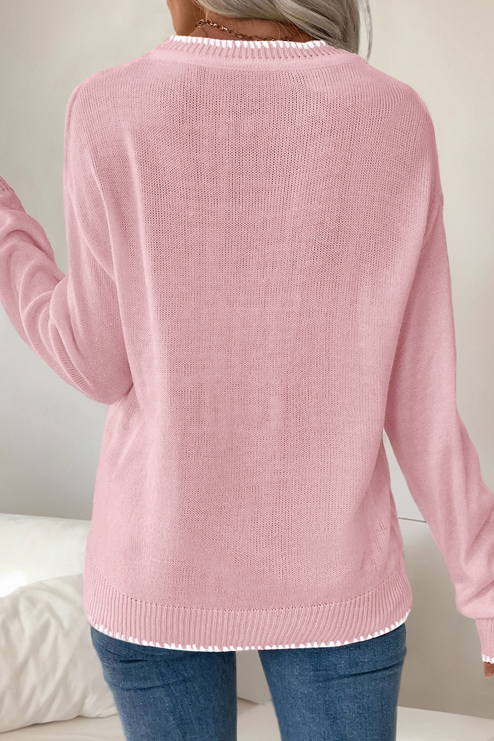 Pink Merry & Bright Pop Up Letter Waffle Knit Sweater
