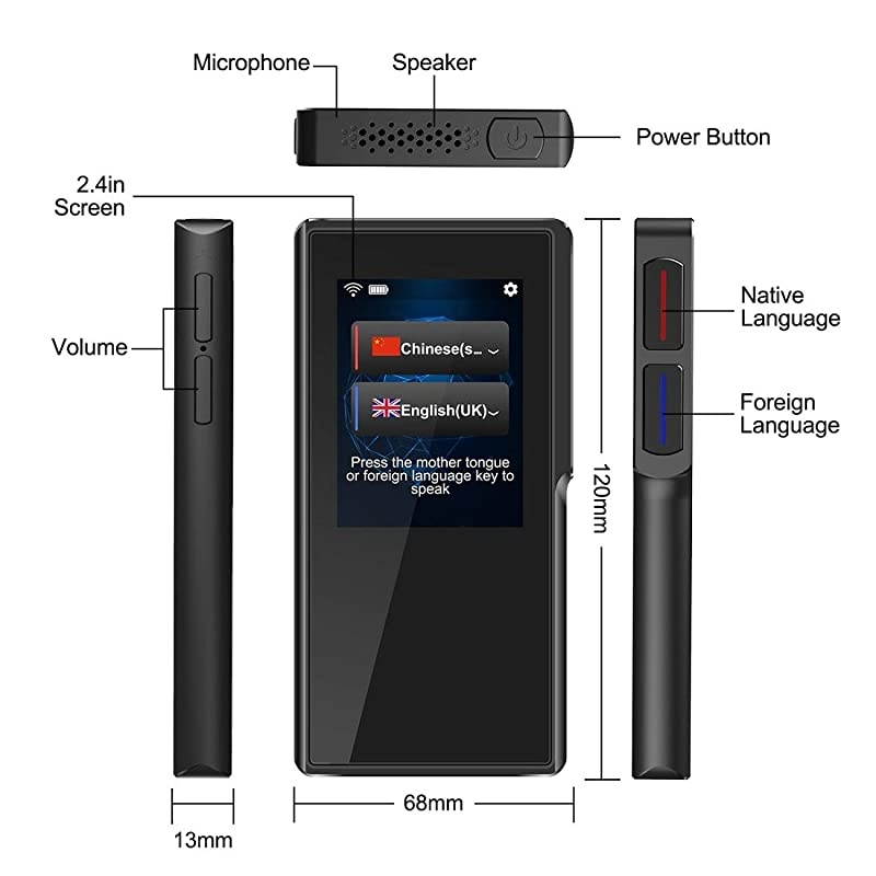 Translator Device Offline Translator Device Two Way Instant Voice Translator Support 106 s with Camera Translation for Travelling Abroad Learning Shopping Business Chat