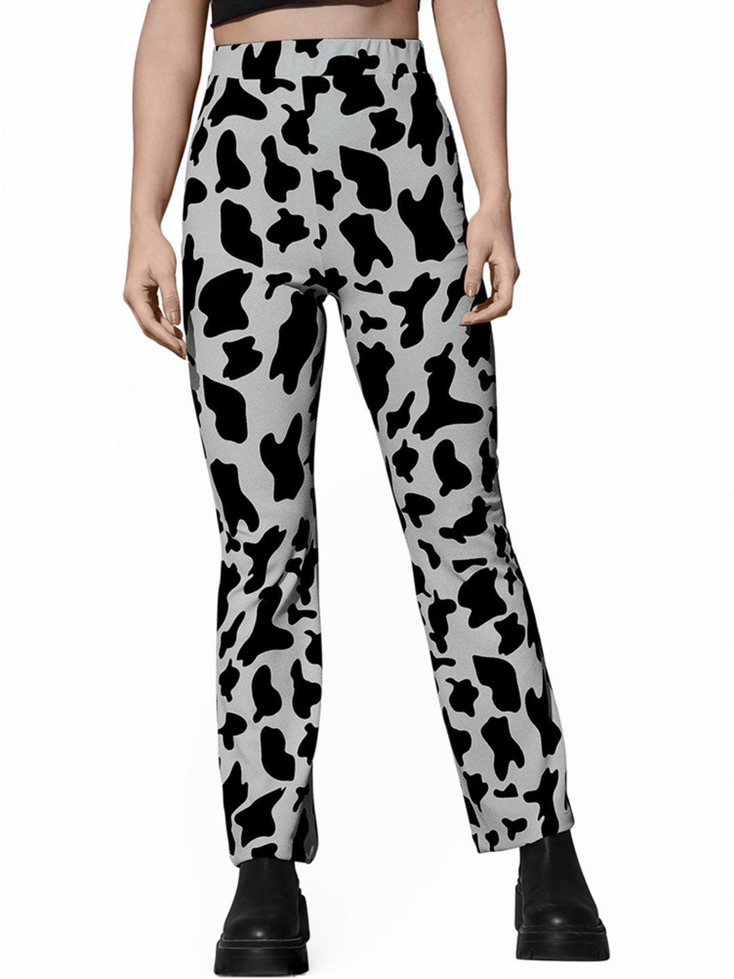 Odette Grey Printed Bootcut Pants