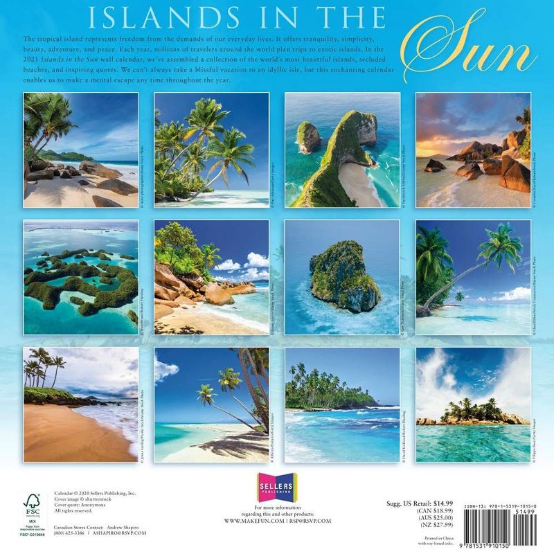 2021 Islands in the Sun 16-Month Wall Calendar [Calendar] Sellers Publishing