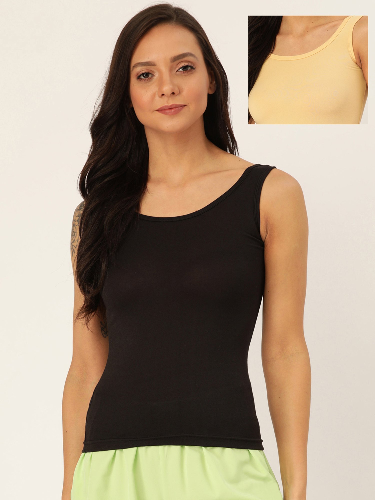 Lady Lyka Multicolor Cotton Camisole (Pack Of 2)