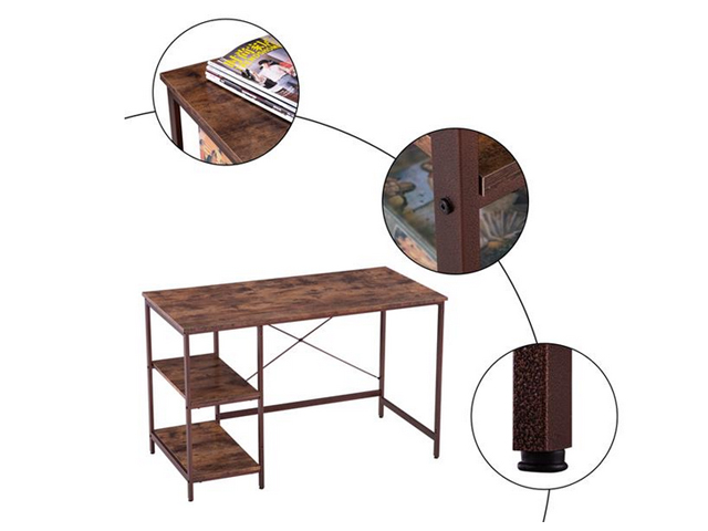 Home Office Computer Desk, 47 inch Sturdy Writing Desk with 2-Tier Storage Shelves, Modern Simple Style PC Desk, for Home, Office, Study Room, Bedroom,GT182