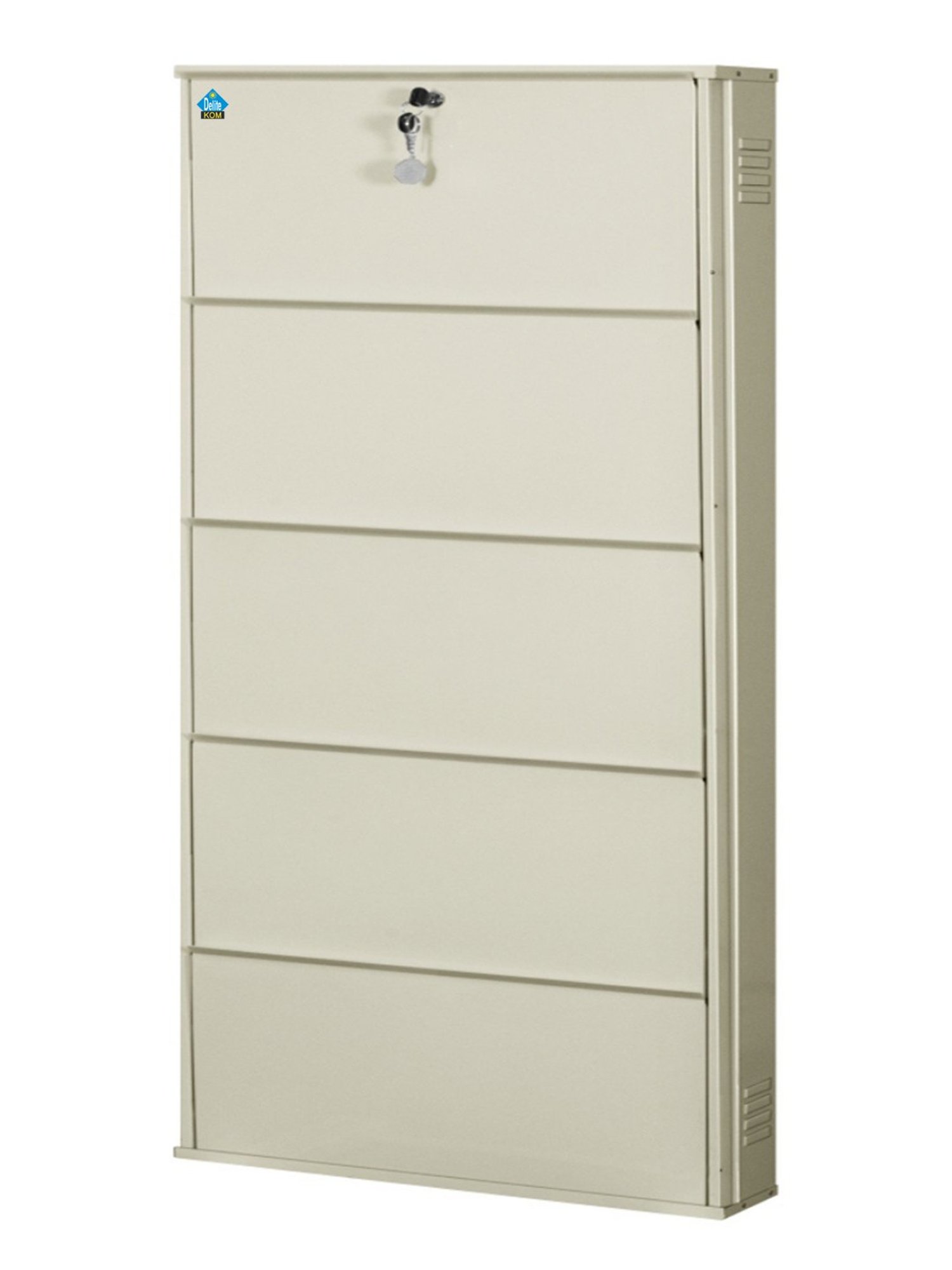 Delite Kom Metal Shoe Rack - 29" 5 Shelf, Ivory, PowderCoat, Wall Mount, DIY