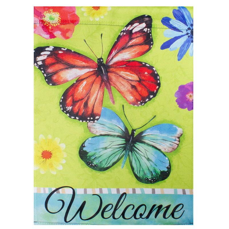 Northlight Welcome Butterflies Green Outdoor Garden Flag 12.5" x 18"