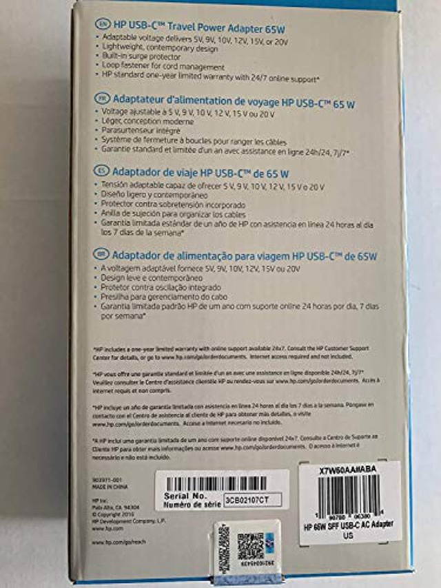 HP 925740-002 USB Type-C Ac Adapter For:HP Spectre x360 13-AE015DX, 100% Compatible with HP Part Number: 860065-002, 860209-850, 925740-002, TPN-CA06, 1588-3003, HU10674-16024