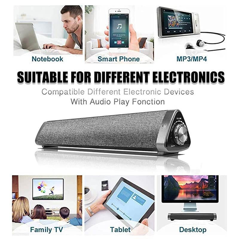 Sound Bar  Wired and Wireless Bluetooth 50 Audio Speaker Surround Sound Home Theater Builtin Subwoofers for TVPCPhonesTablets with Remote Control Support Device with AUXRCAUSB Function