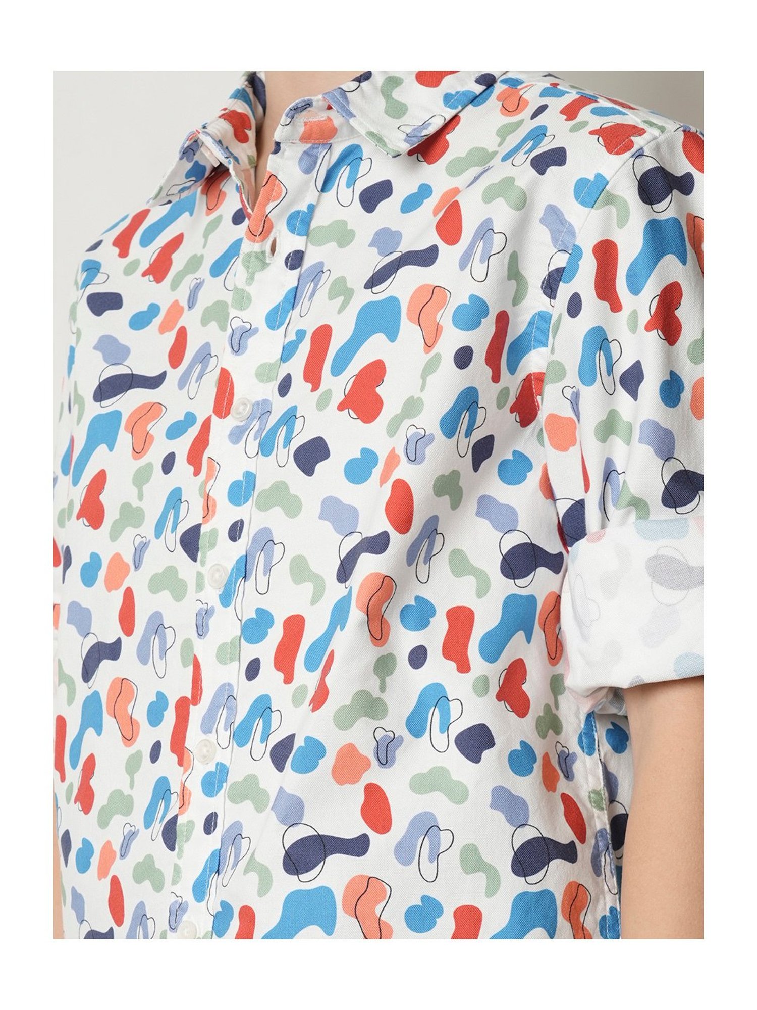 Jack & Jones Junior White Printed Full Sleeves Shirt