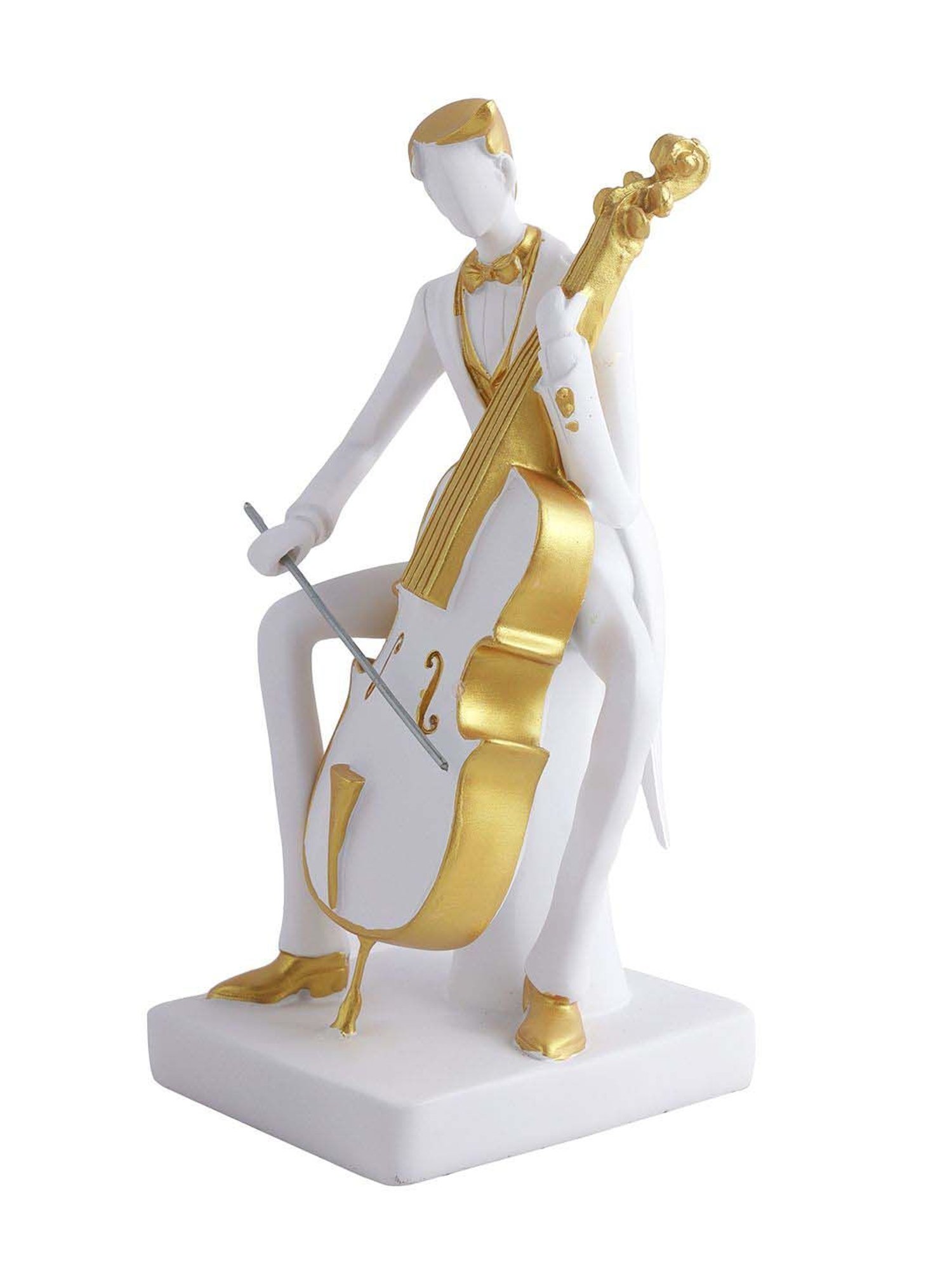 Tayhaa White & Golden Resin Musician Playing Arpeggione Statue