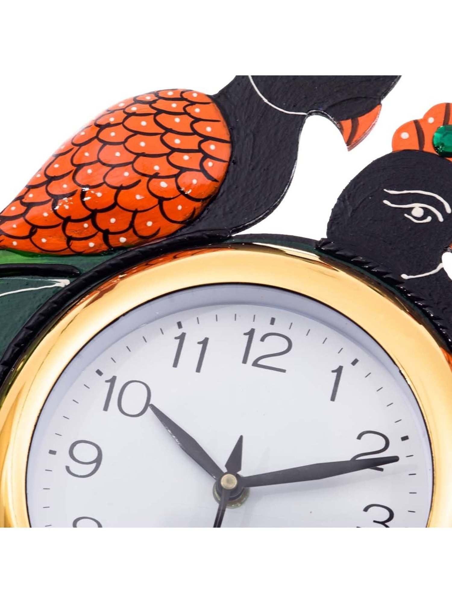 eCraftIndia Handcrafted Papier-Mache 2 Peacocks Decorative Wall Clock