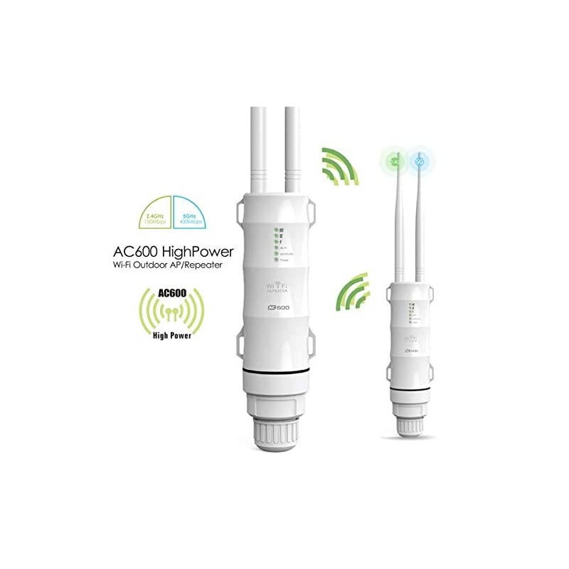 AC600 Outdoor Weatherproof WiFi Access Point POE, Dual Band 2.4+5G 600Mbps Wireless Router/AP/Wi-Fi Range Extender Internet Signal Booster Amplifier, No WiFi Dead Zones for Working from Home