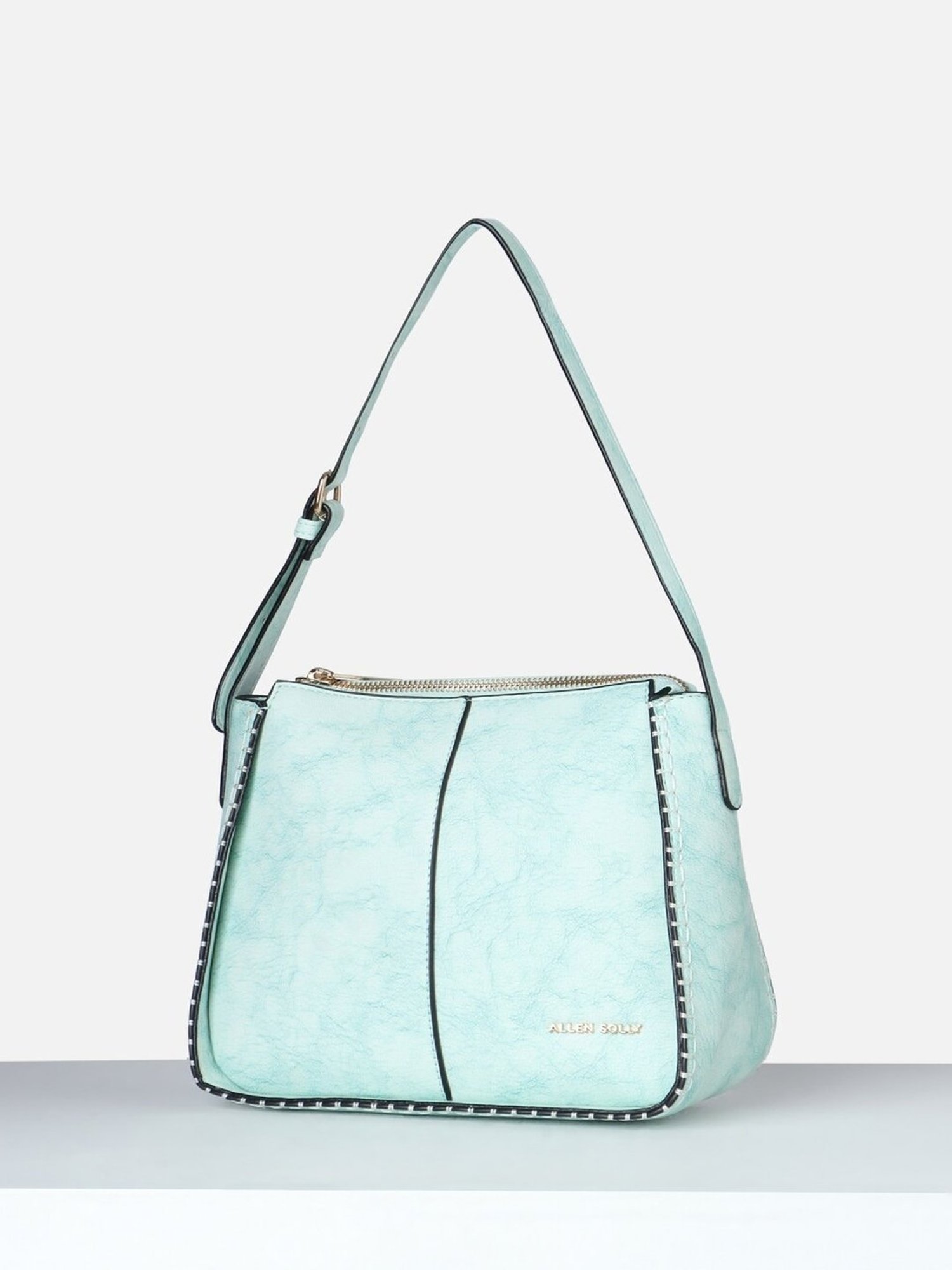 Allen Solly Green Textured Medium Shoulder Handbag