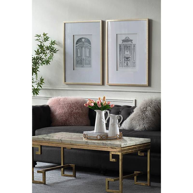 Set of 2 Framed Pencil Architectural Wall Arts Silver - A&B Home